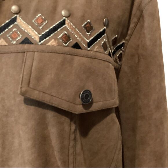 VINTAGE BOB MACKIE Brown
Western Button Down Shirt Jacket Brown Faux Suede L - Picture 3 of 14